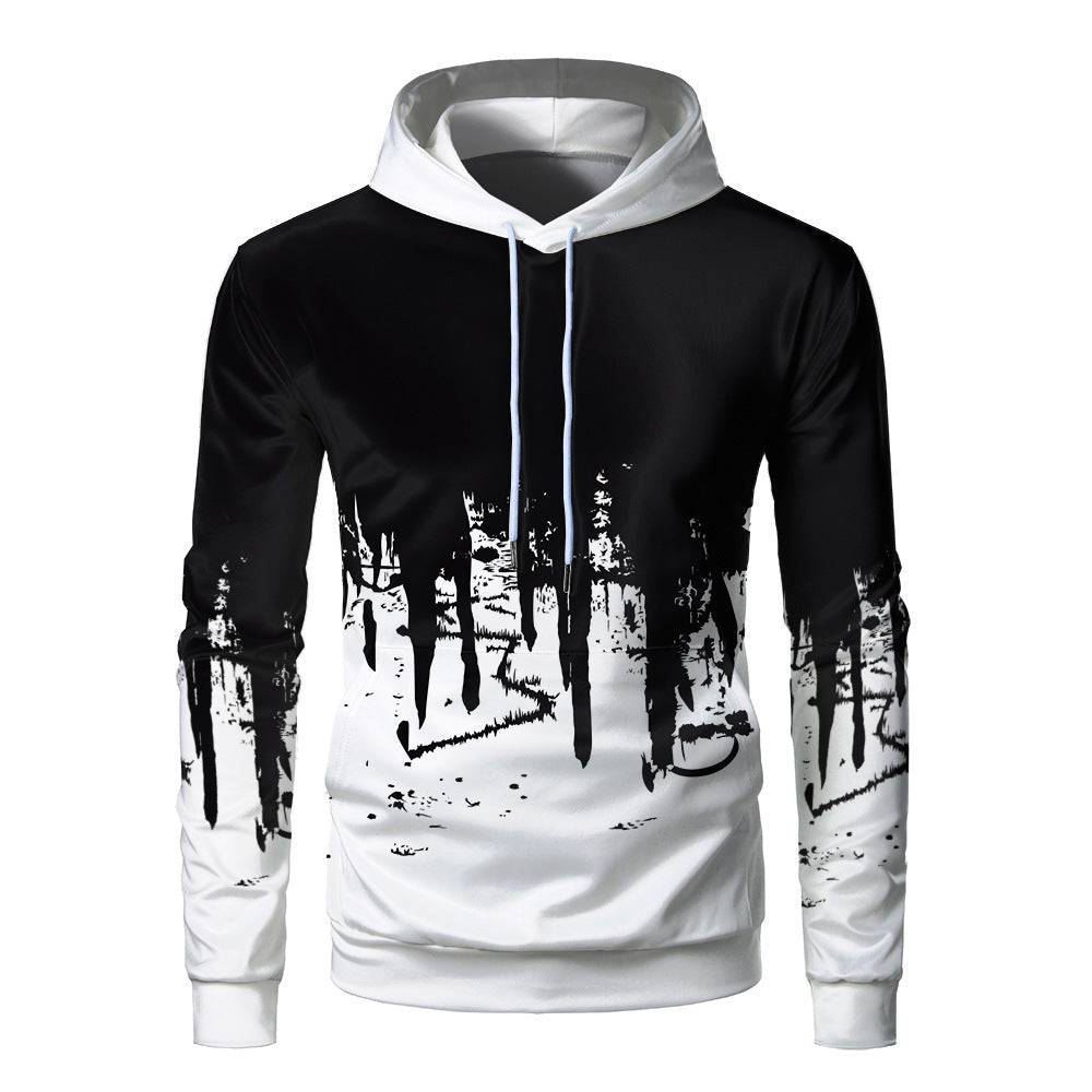 Sweat À Capuche Homme Coupe Ample Impression Numérique 3D Capuche À Cordon Ajustable Décontracté Automne