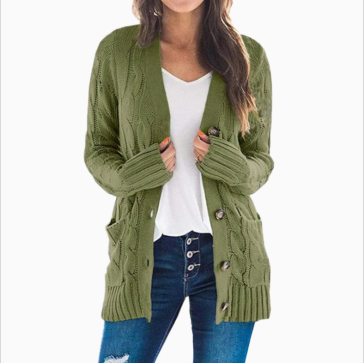 Damen Langarm-Strickjacke mit verspieltem Zopfmuster Amawinc