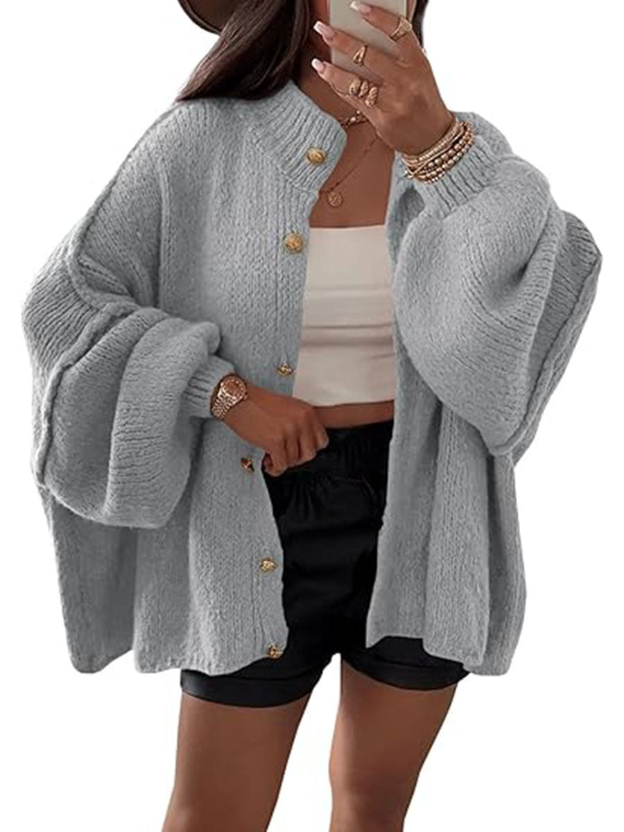 Damen Flauschige Strickjacke mit überschnittenen Schultern Amawinc
