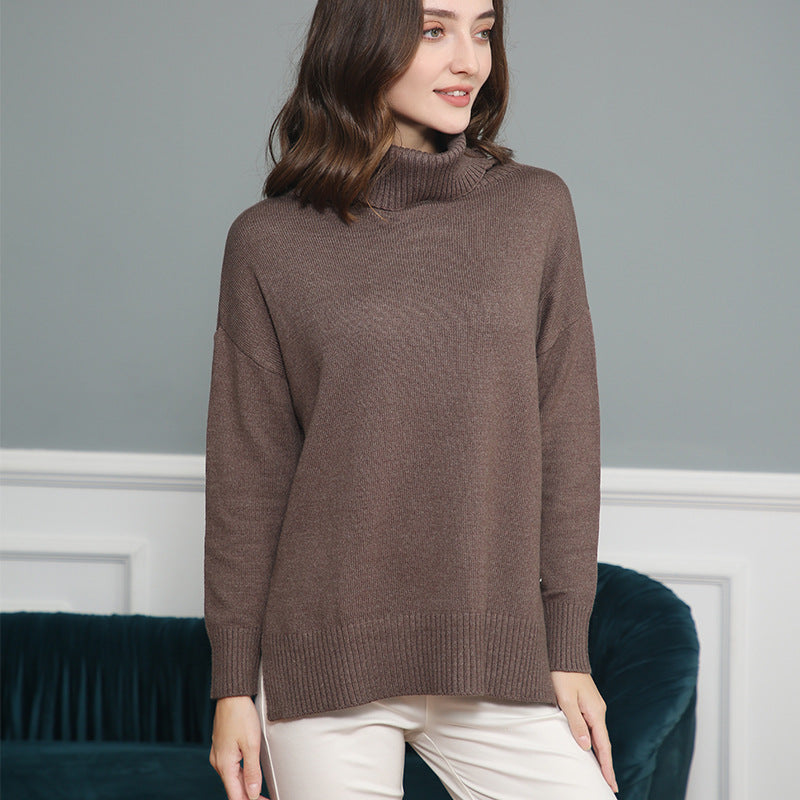 Damen legerer Rollkragenpullover mit praktischem Schnitt Amawinc