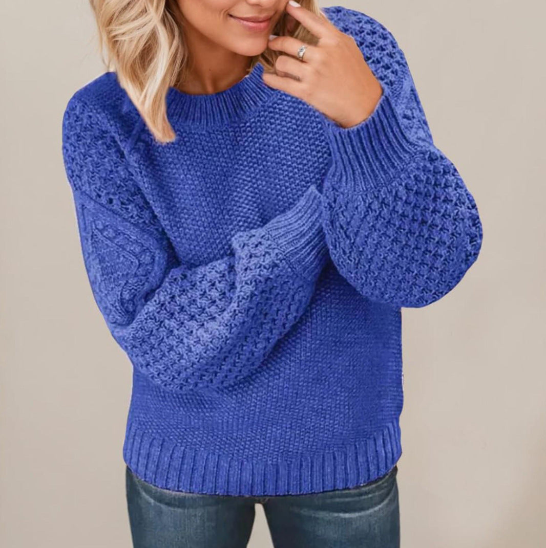 Damen Kuscheliger Strickpullover mit strukturiertem Ärmeldesign Amawinc