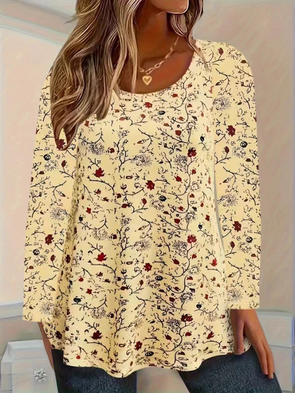 Damen Blusenshirt mit floralen Akzenten und lockerer Passform Amawinc