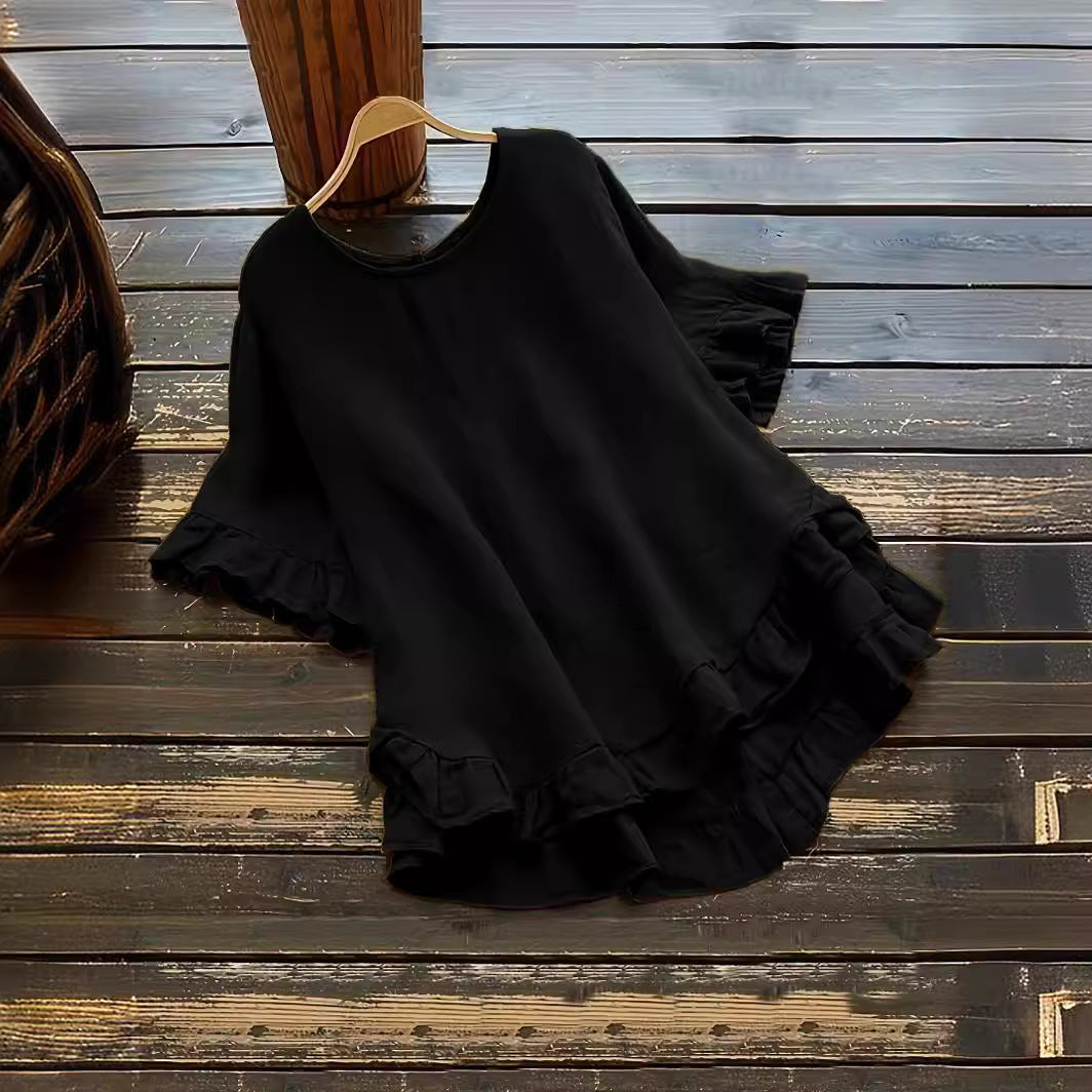 Damen lässiges Oberteil mit Rüschendetails und weit geschnittenem Design Amawinc