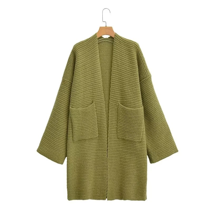 Damen Strickmantel mit Taschen Amawinc