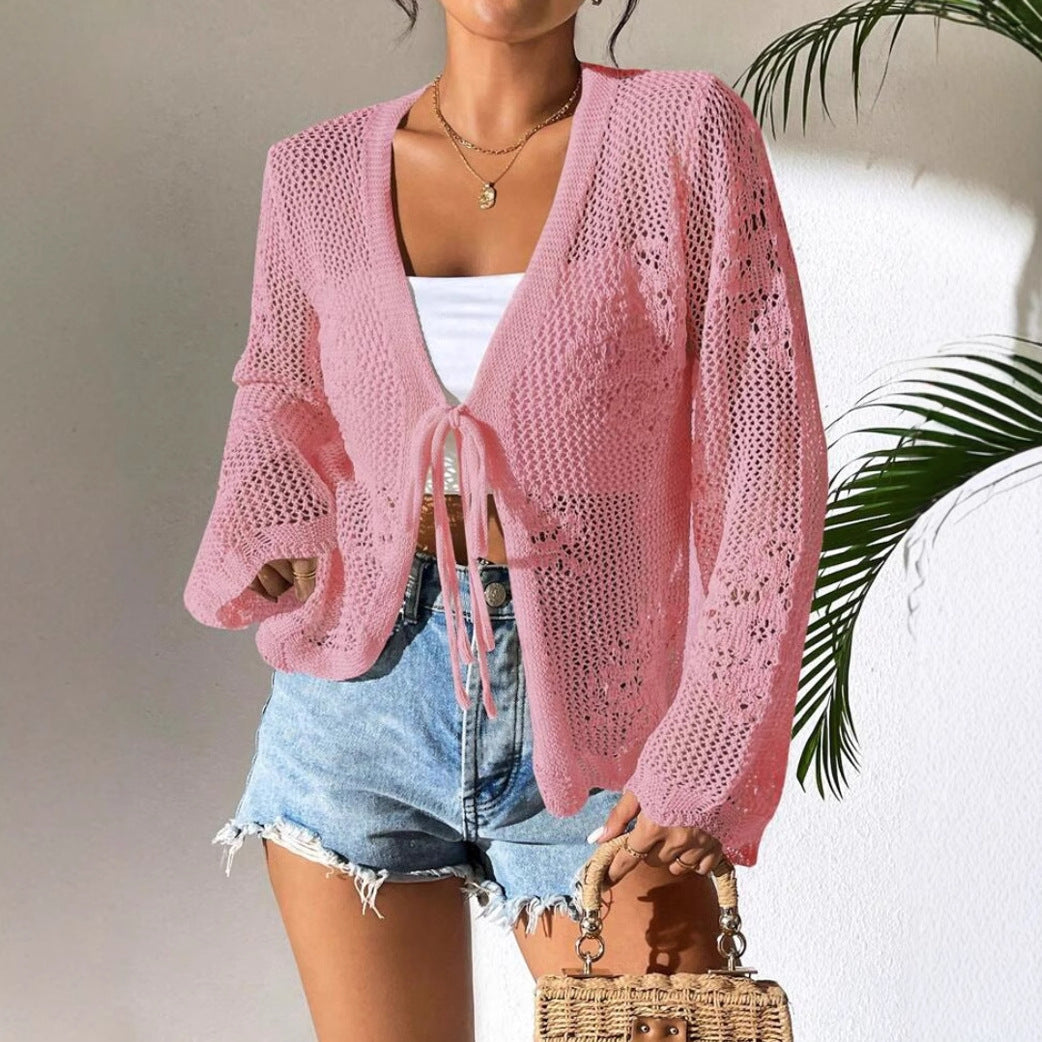 Cardigan Femme Amawinc Léger En Maille Coupe Ample Ouverture Devant Manches Longues Pour Printemps Été