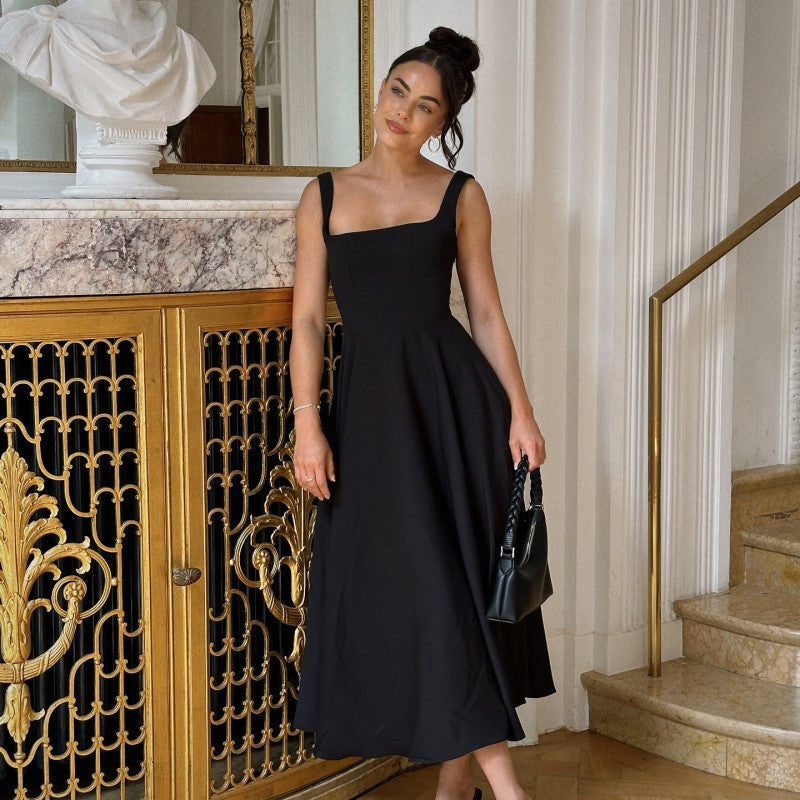 Damen Elegantes Maxikleid mit traumhaftem A-Linien Schnitt und schickem Quadrat-Ausschnitt Amawinc