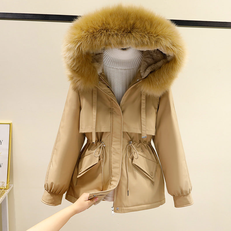 Damen Winterjacke mit funktionalem Reißverschluss und abnehmbarem Kunstpelzkragen Amawinc
