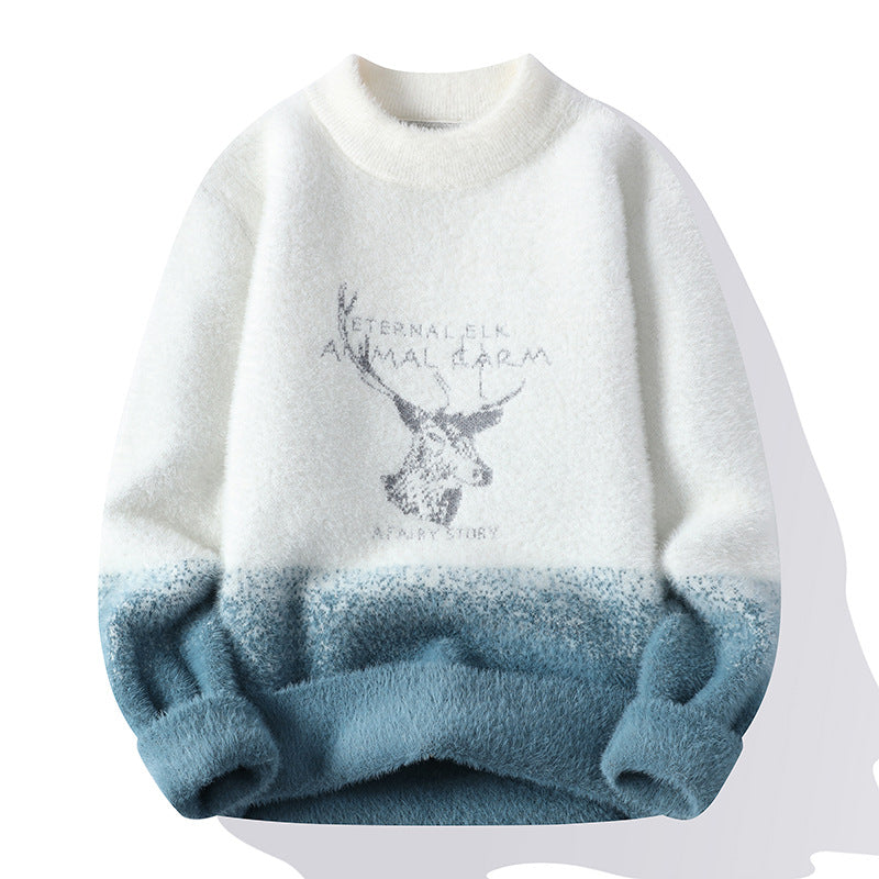 Damen Flauschiger Winterpullover mit kreativem Motiv und hohem Kragen Amawinc