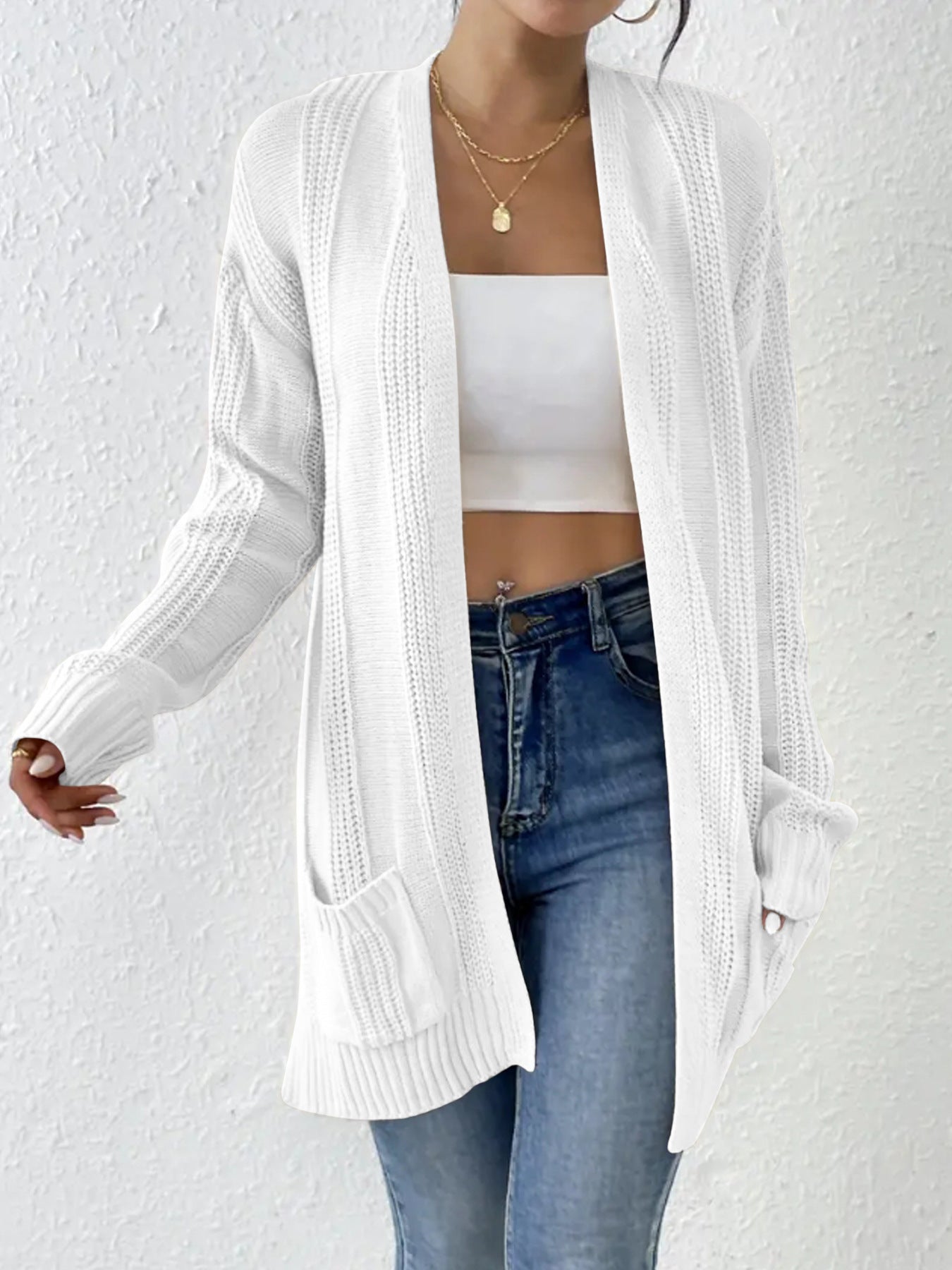 Damen Strickjacke mit Taschen Amawinc