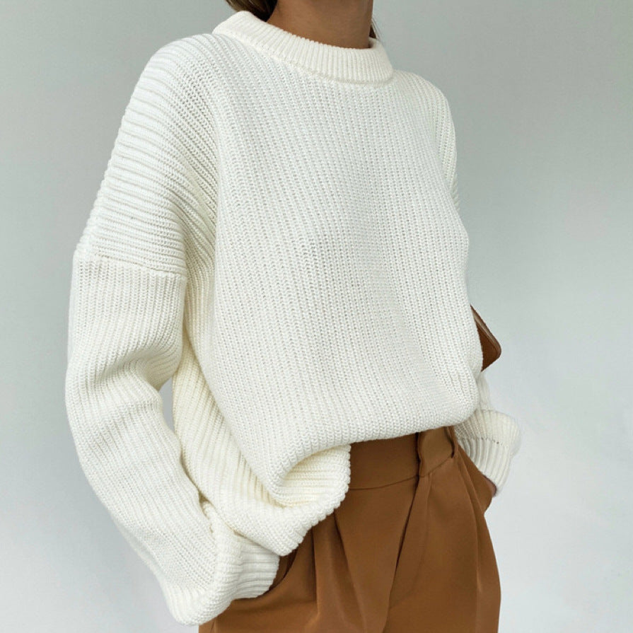 Damen Oversized Strickpullover mit strukturiertem Muster Amawinc
