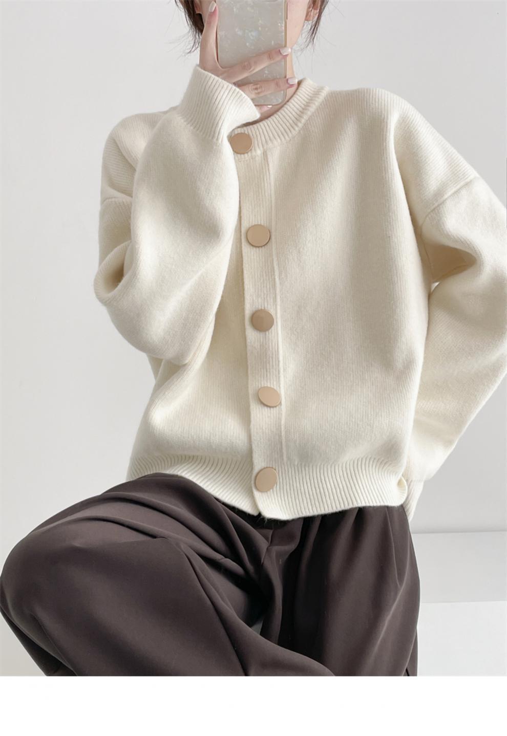 Damen Oversized Strickjacke mit großen Holzknöpfen und weitem Schnitt Amawinc