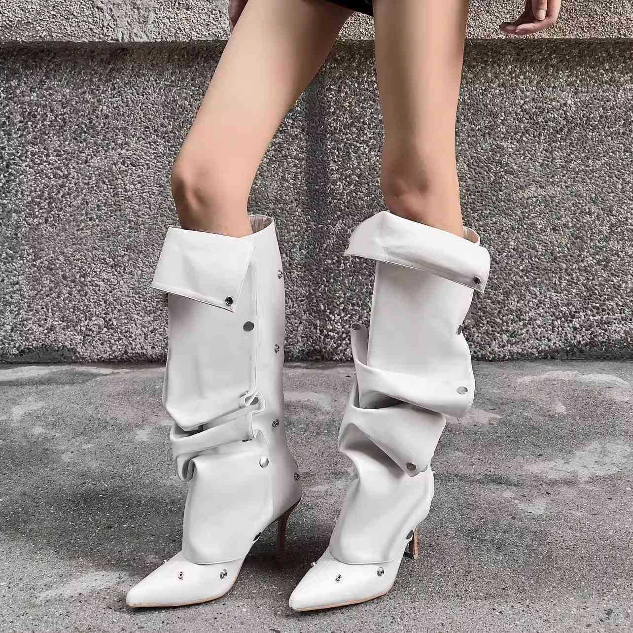 Damen Stylishe Overknee-Stiefel mit innovativem Design und elegantem Absatz Amawinc