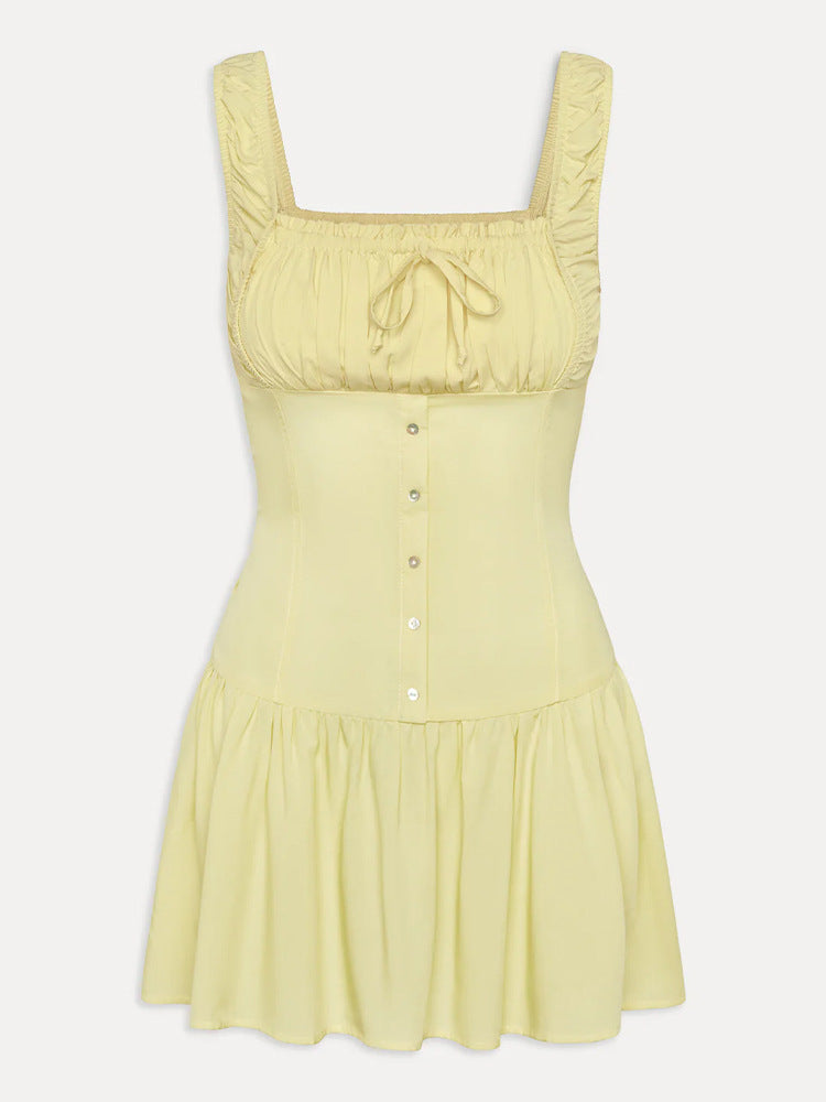 Damen Minikleid mit Rüschendetails und dekorativem Knoten Amawinc