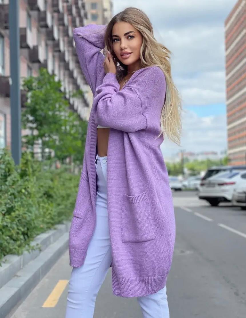 Cardigan Femme En Maille Mélange Coton Coupe Ample Ouvert Longline Avec Poches Pour Un Style Décontracté Et Bureau