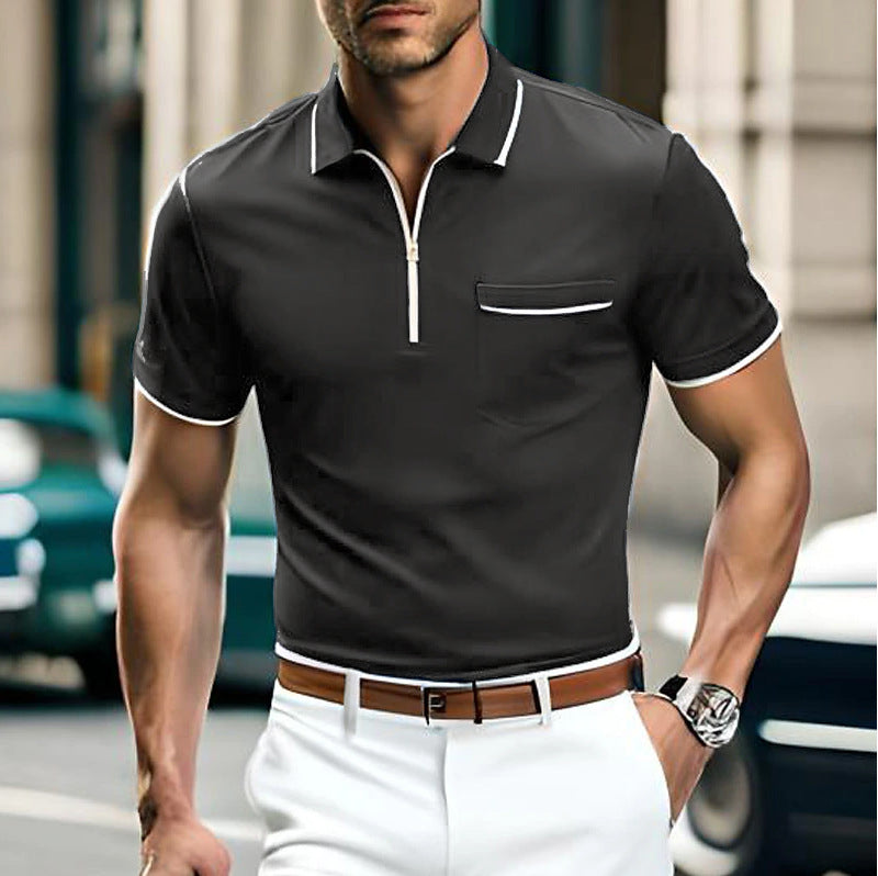 Polo Homme En Mélange De Coton Respirant À Manches Courtes Col Classique Confort Polyvalent Durable
