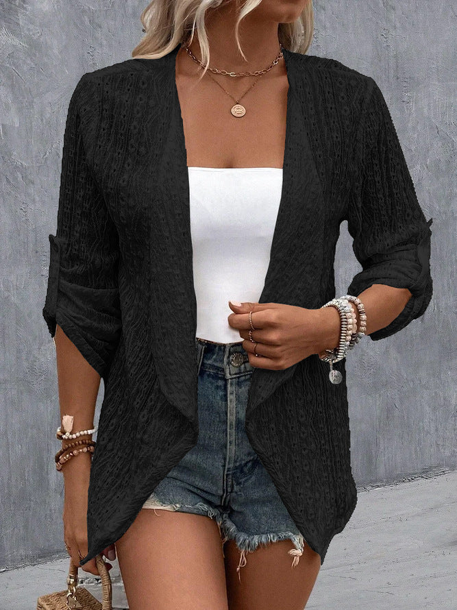 Cardigan Femme Crochet Ouvert Décontracté Style Bohème Pour Superposition Quotidienne Chic