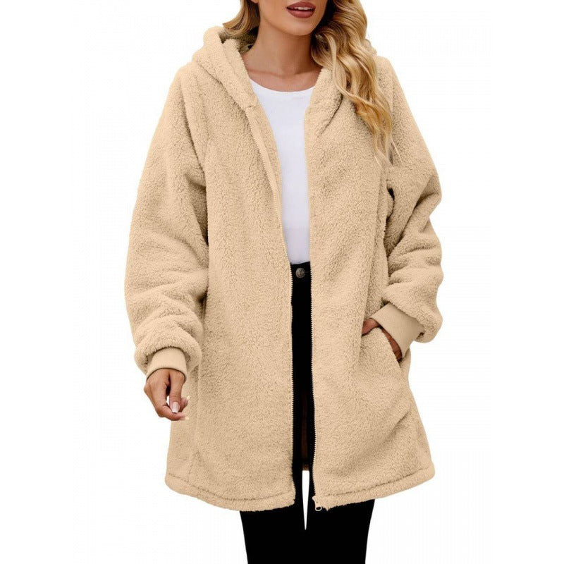 Damen Kuschelige Fleecejacke mit Kapuze Amawinc