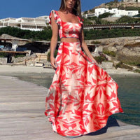 Damen Elegantes Maxikleid mit fließendem Saum und verspieltem Blumenmuster Amawinc