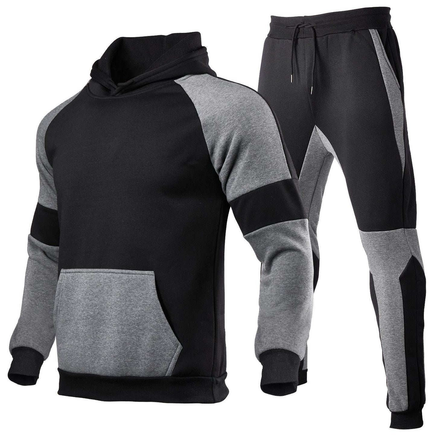 Ensemble Sweat À Capuche Et Jogger Pour Homme Amawinc En Coton Mélangé Avec Couture Contrastée Et Coupe Décontractée