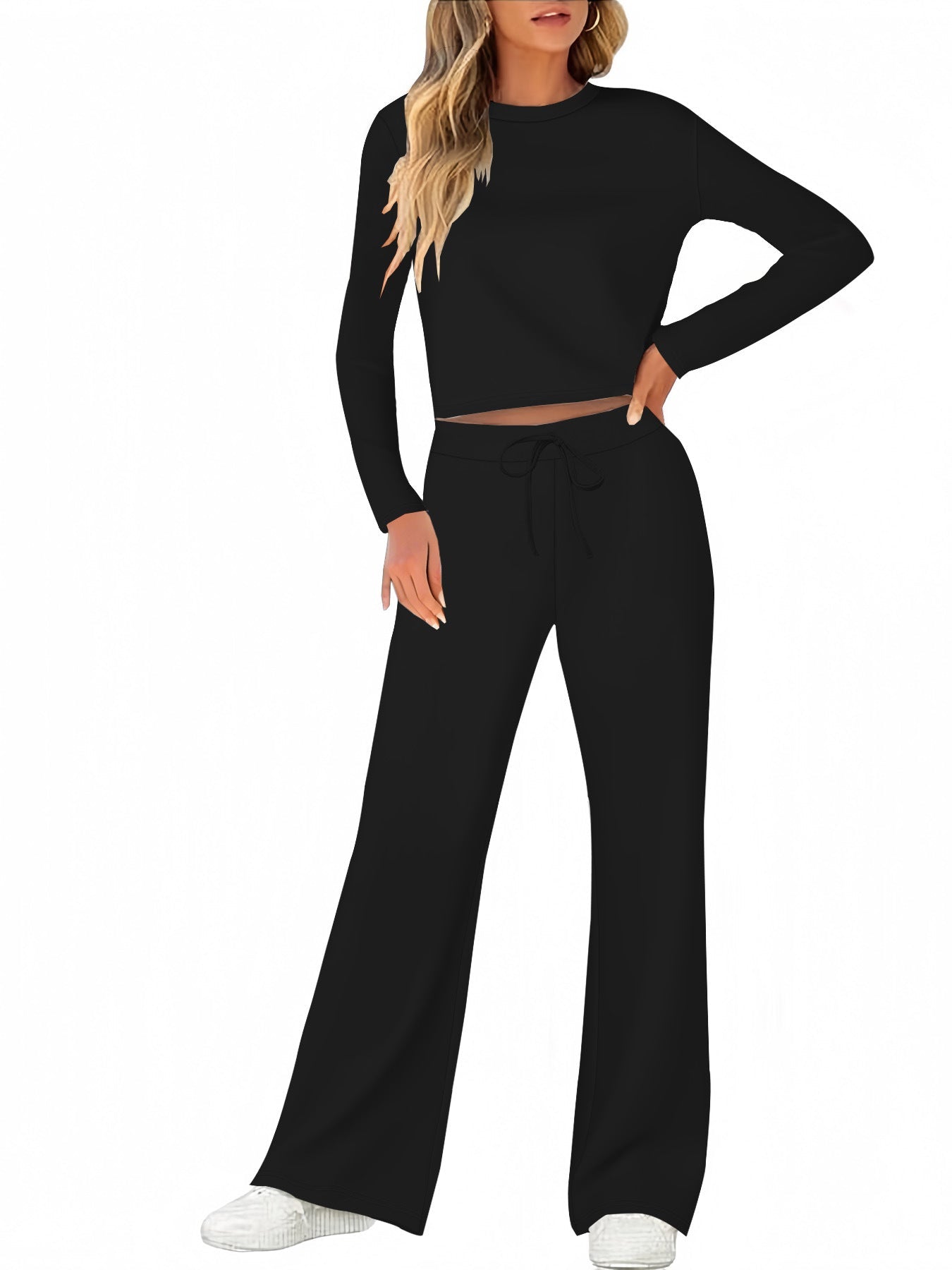 Damen Bequemes Lounge-Set mit weitem Schnitt und langem Arm Amawinc