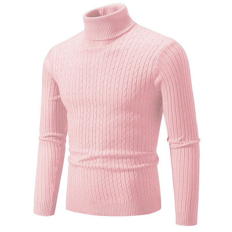 Damen Strickpullover mit hohem Kragen und Rippenmuster Amawinc