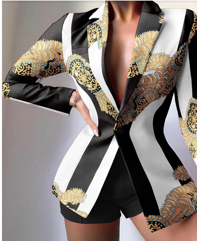 Veste Femme Coupe Ajustée Imprimé Léopard Revers À Pointe Manches Longues Idéale Pour Bureau Et Soirée