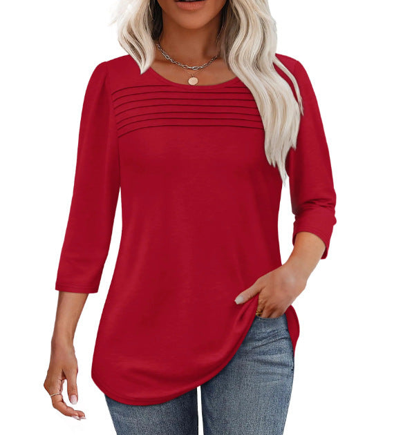 Damen Elegant geschnittenes Oberteil mit gerafften Details Amawinc