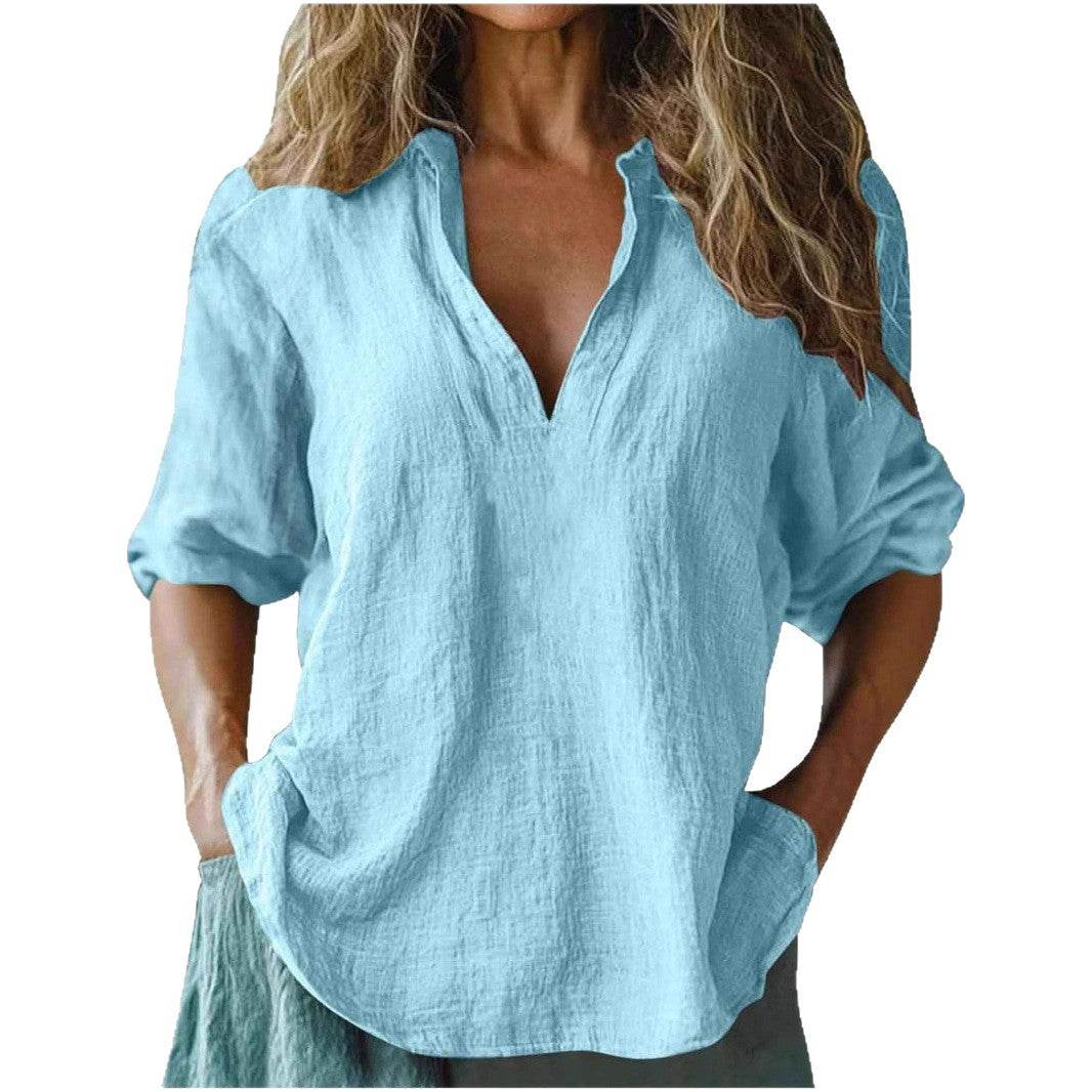 Damen lässige Leinenbluse Amawinc