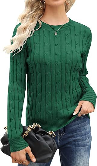 Damen klassischer Strickpullover mit Zopfdesign Amawinc