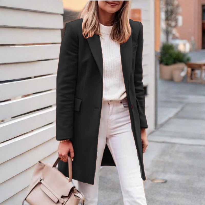 Damen eleganter und bequemer Wollmantel Amawinc