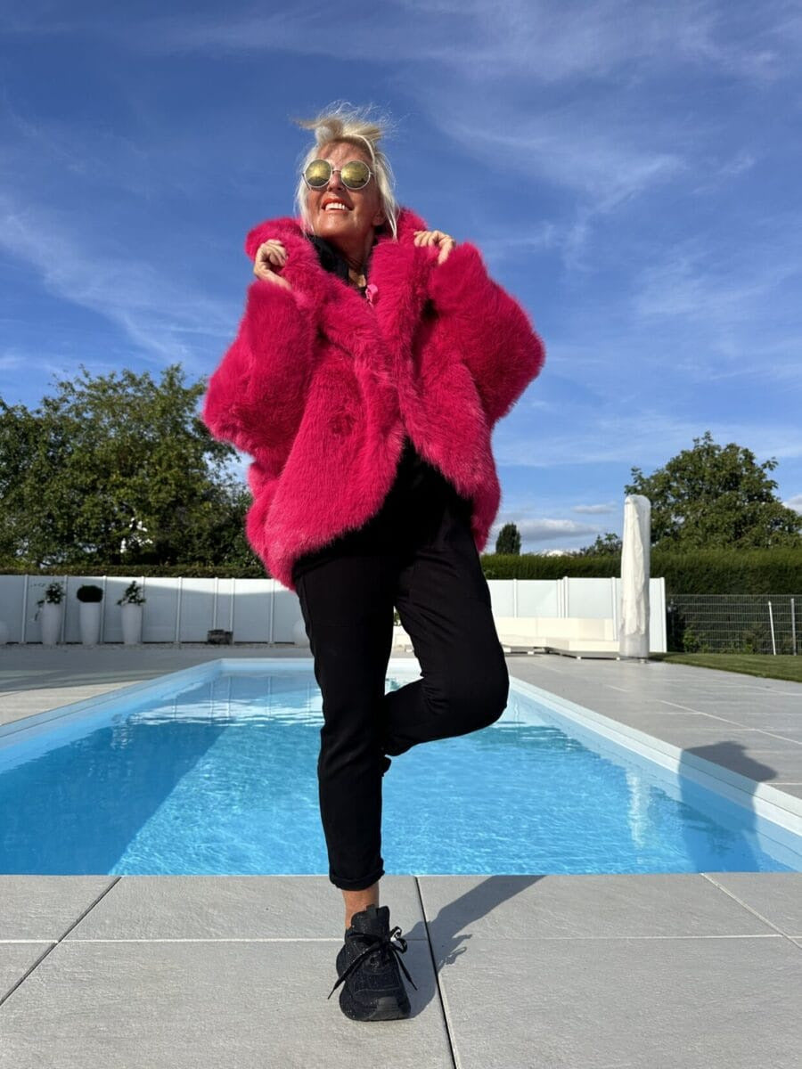 Damen Modische Fleecejacke mit weich gefüttertem Kragen und weitem Schnitt Amawinc