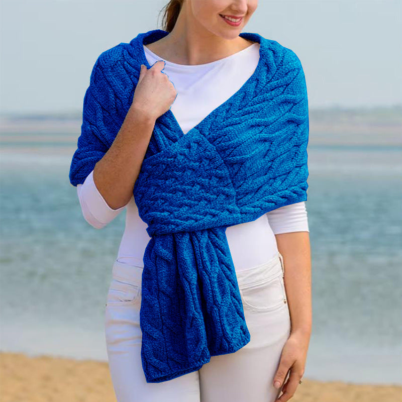 Damen Wickelstola mit strukturiertem Zopfmuster Amawinc