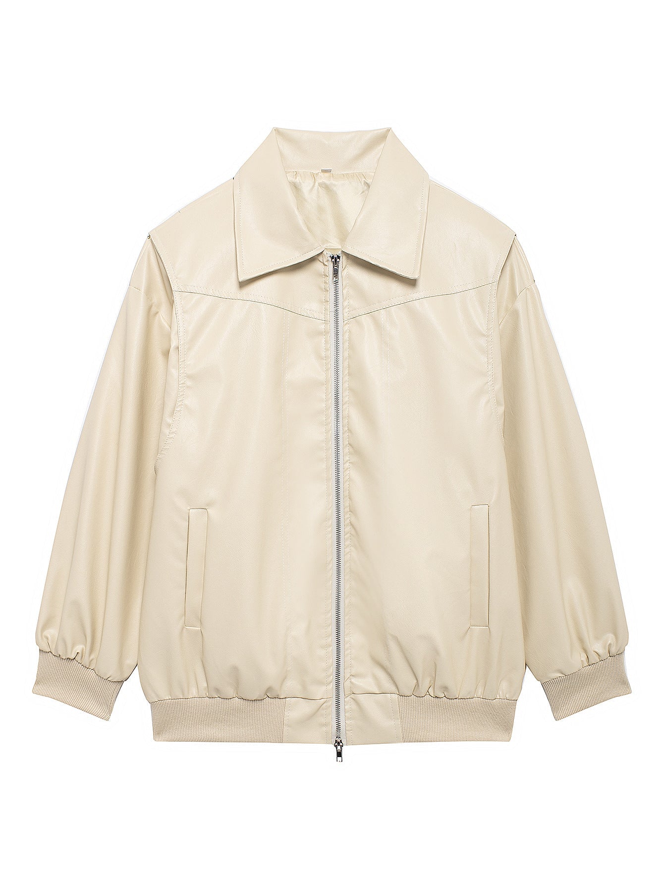 Damen Kunstlederjacke mit lässigem Schnitt und elastischem Saum Amawinc