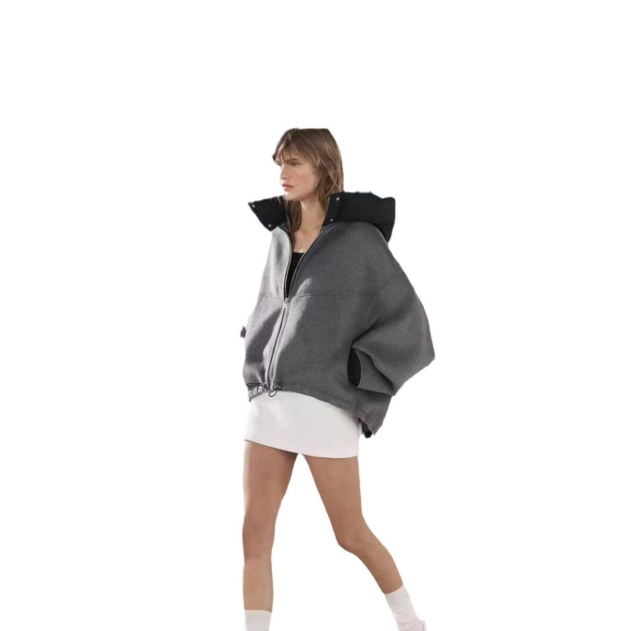 Damen modische Übergangsjacke mit kuscheliger Innenseite und verstellbarem Saum Amawinc