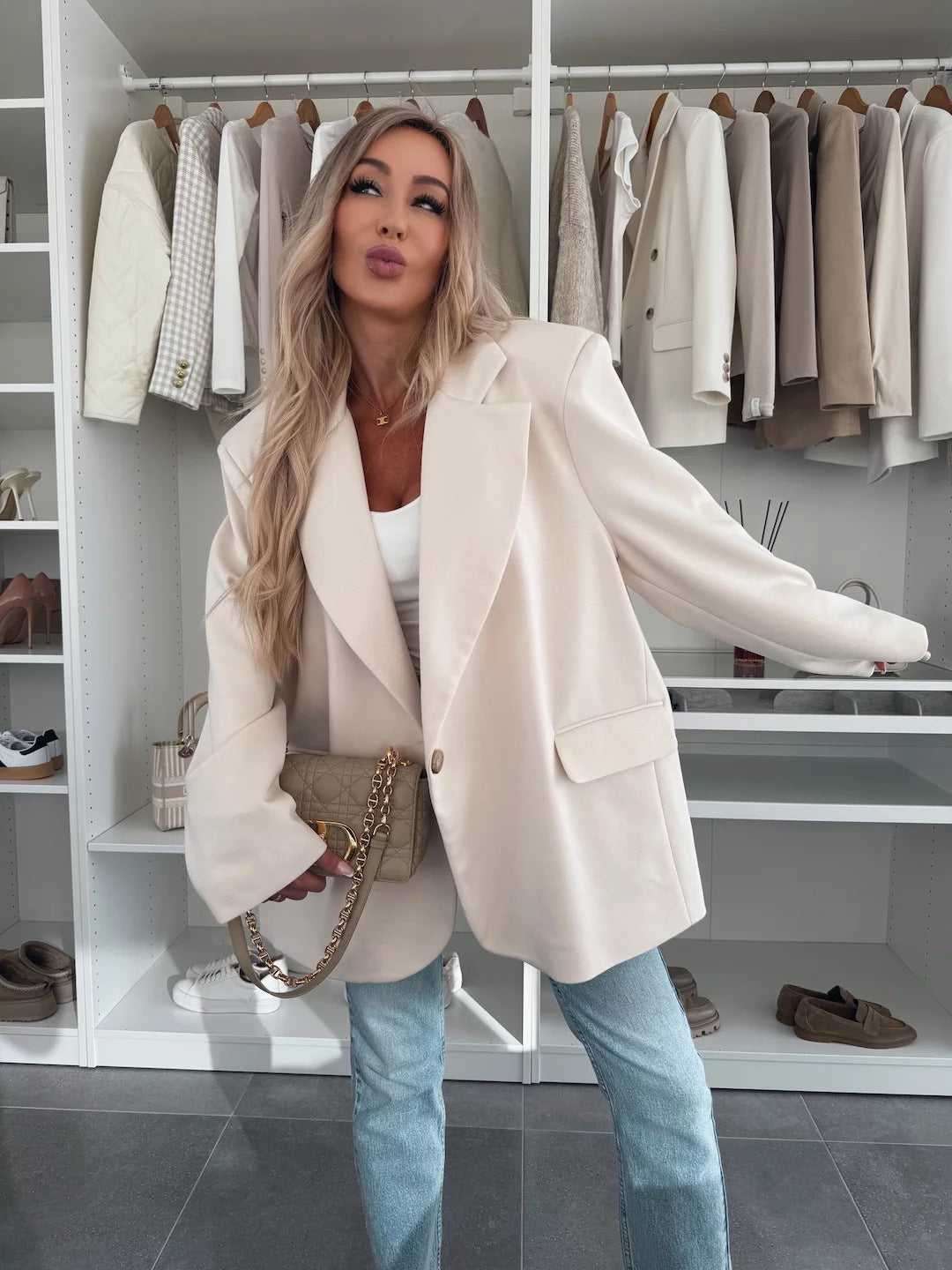 Damen lässiger Oversized Blazer Amawinc