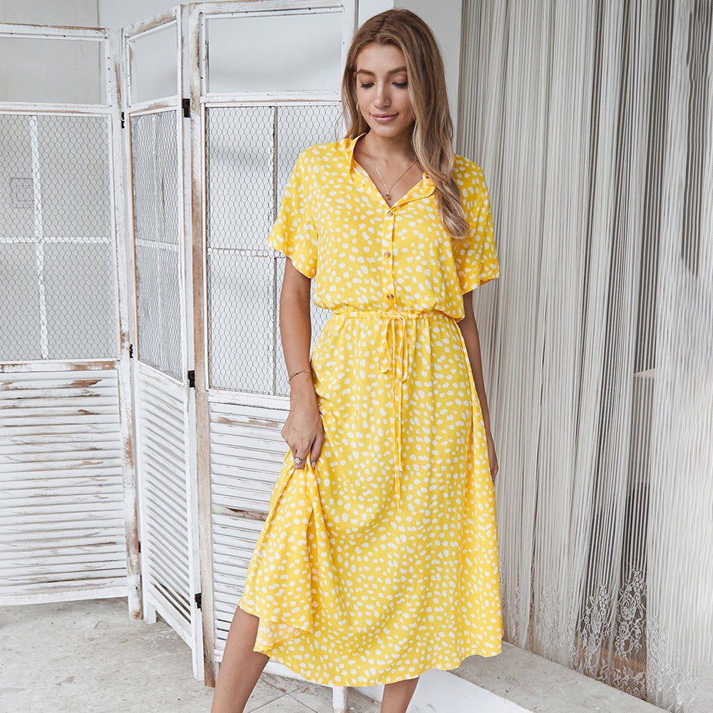 Kurzärmliges Johanna Sommerkleid mit Polka Dots