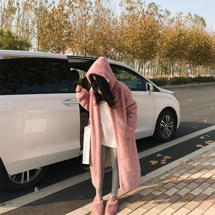 Damen Kuscheliger Oversized-Mantel mit hohem Kragen und Seitentaschen Amawinc