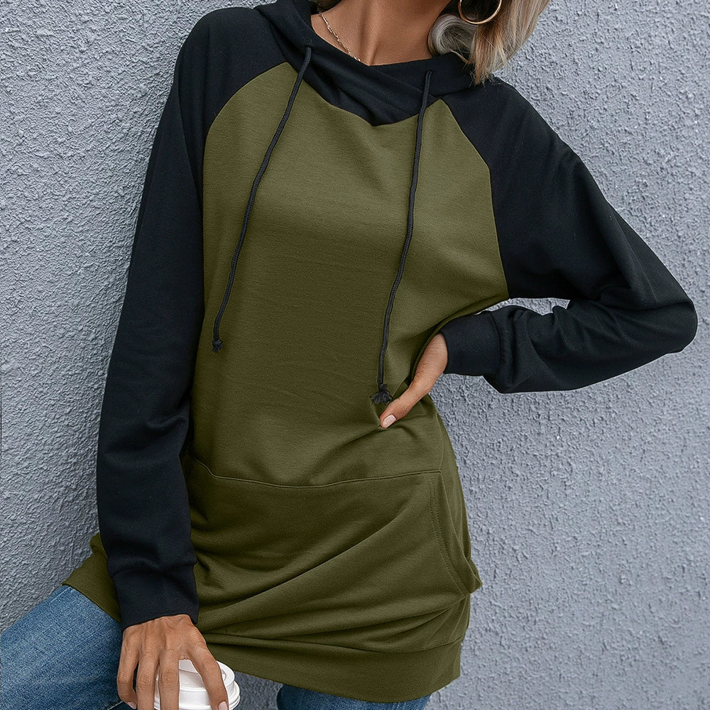 Sweat À Capuche Femme Coupe Décontractée Maille Douce Raglan Poche Kangourou Nordisk Flair