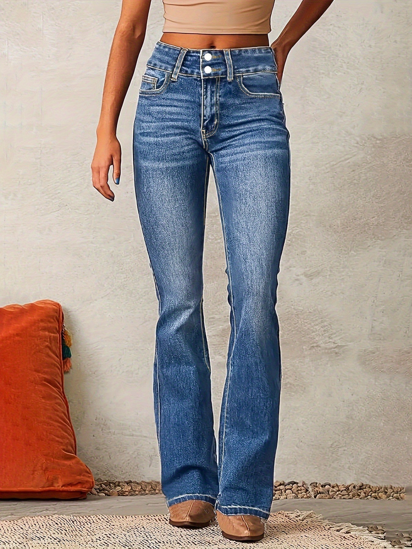 Damen Flared Jeans Amawinc