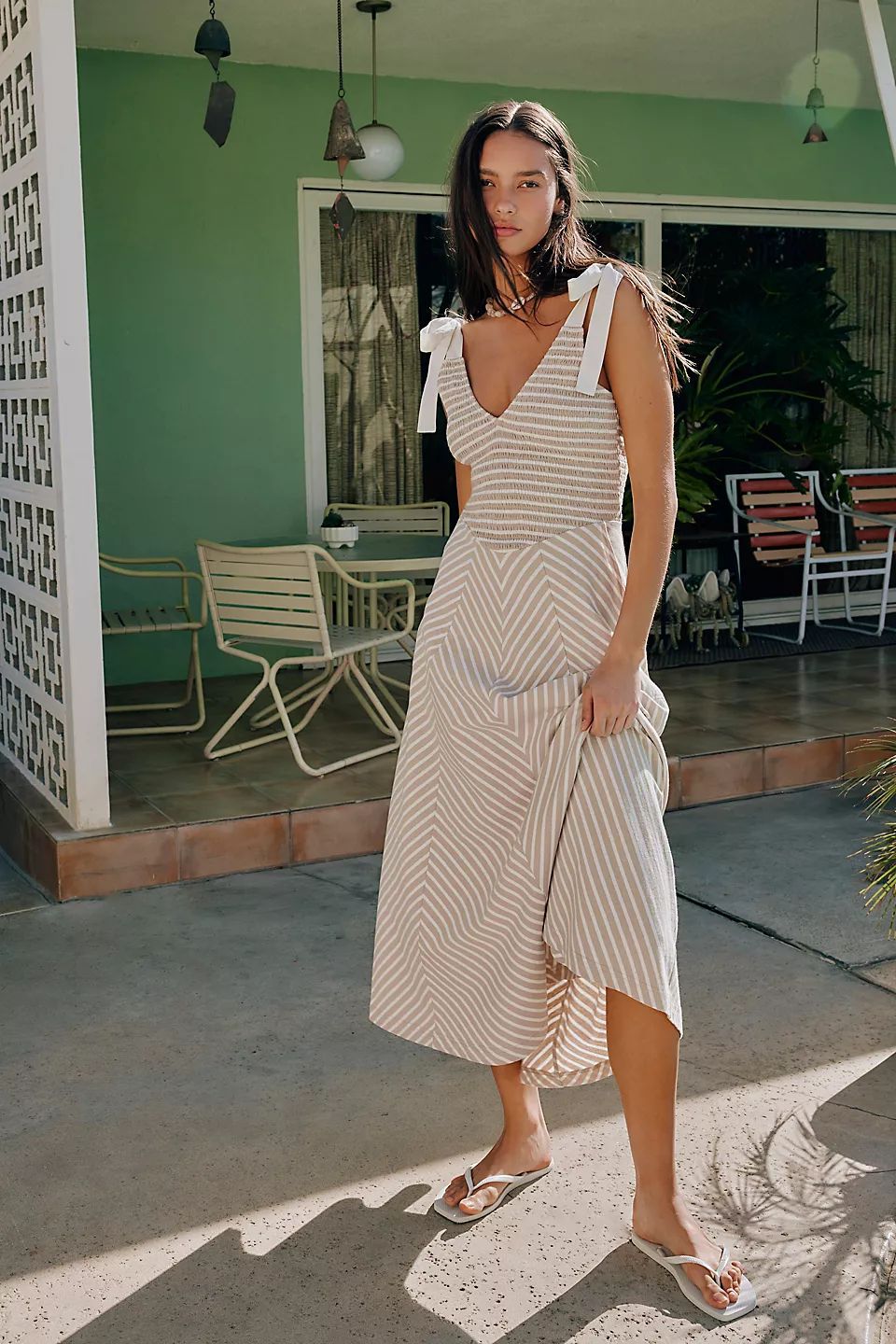Robe Maxi Femme En Coton Léger Décolleté En V Profond Bretelles Réglables Avec Poches