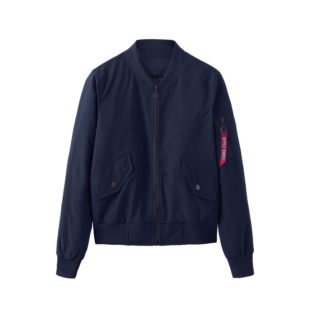 Damen modische Bomberjacke mit praktischen Seitentaschen und elastischen Bündchen Amawinc