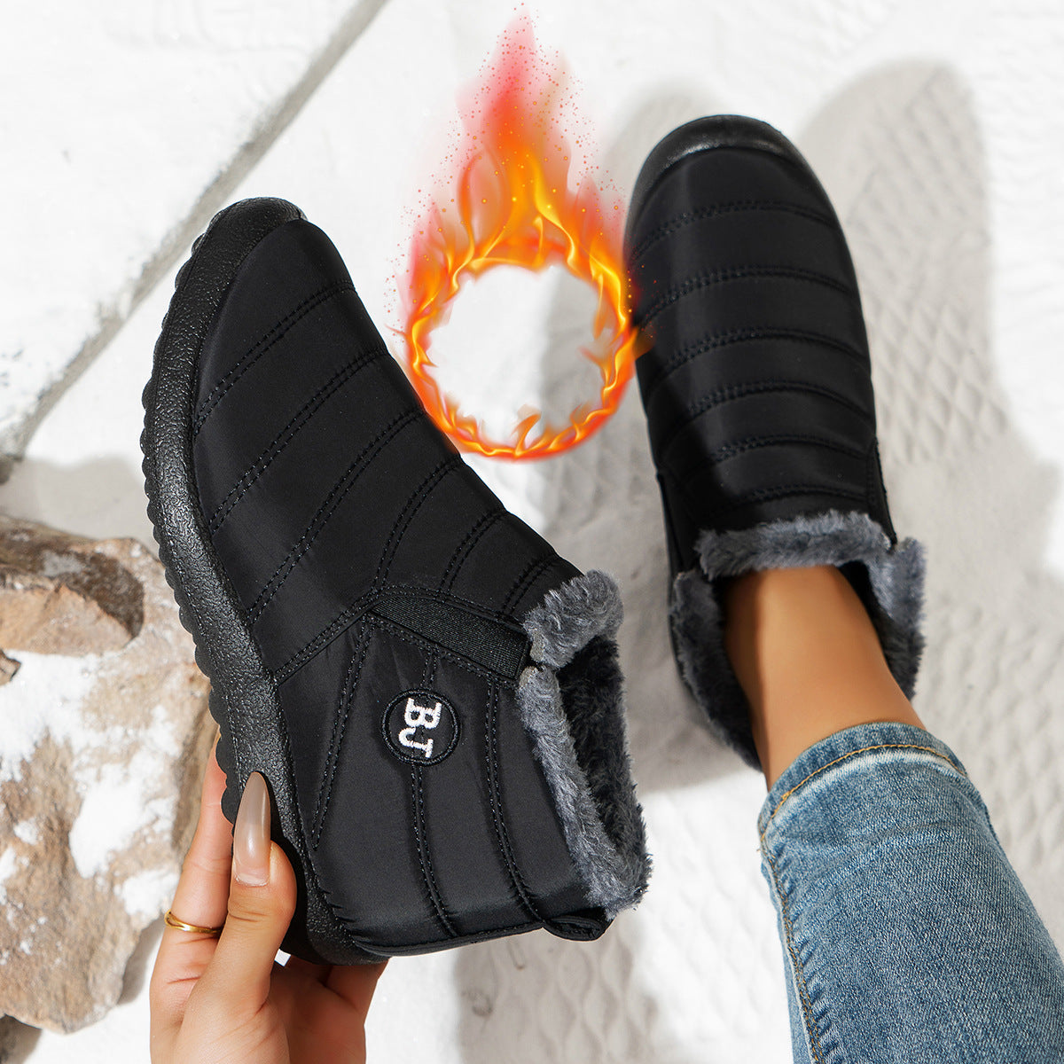 Damen Komfortable Winterboots mit kuscheligem Futter und rutschfester Sohle Amawinc