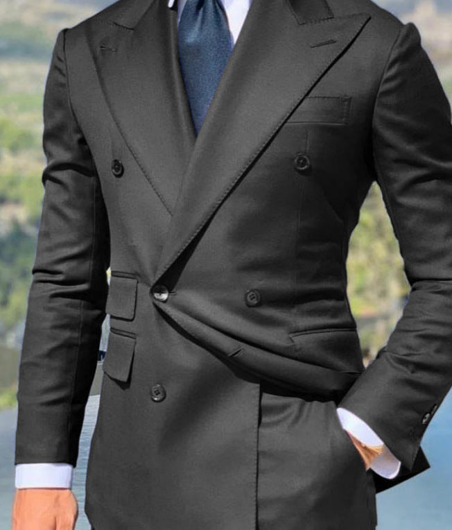 Nordic Flair Veste Blazer Homme Slim Fit Double Boutonnage En Laine Mélangée Avec Revers À Pointe Pour Tenue Formelle