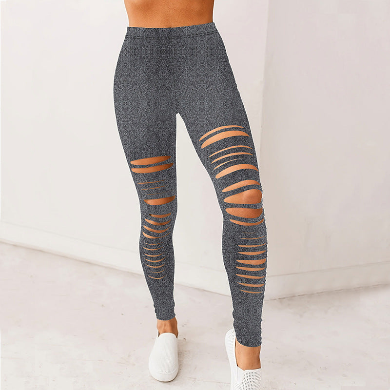 Damen Sportliche Leggings mit modischem Riss-Design Amawinc
