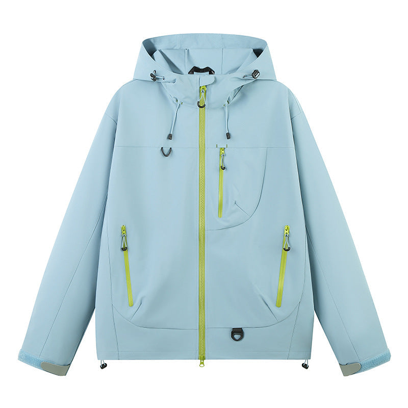 Damen wasserabweisende Outdoor-Jacke mit verstellbarem Kapuzenkragen Amawinc