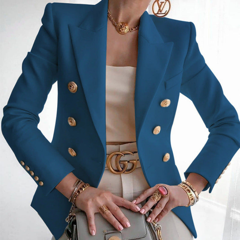 Damen Edler Blazer mit Goldknopf-Detail und klassischem Schnitt Amawinc
