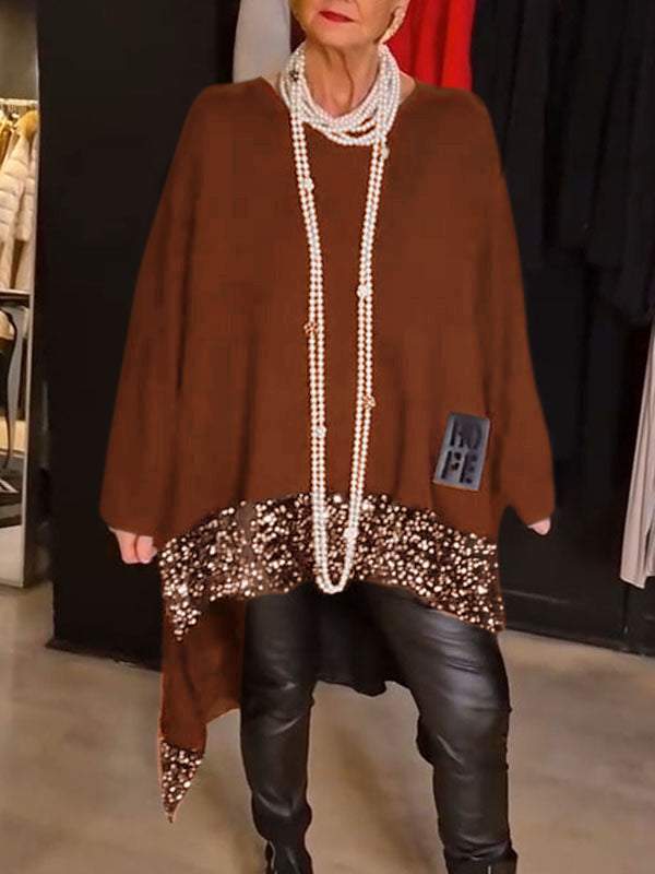 Damen Elegantes und fließendes asymmetrisches Strickoberteil Amawinc