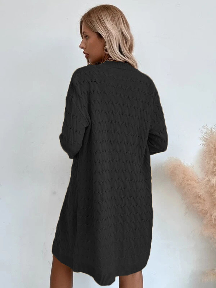 Damen Großer Strickmantel mit strukturiertem Muster und lässigem Schnitt Amawinc