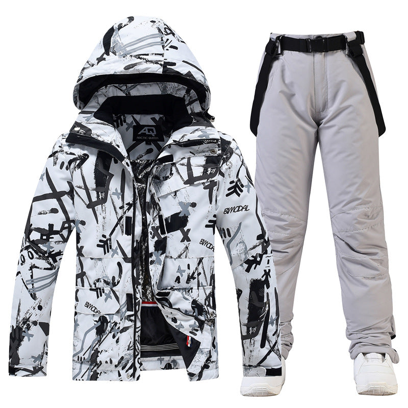 Combinaison De Ski Pour Homme À Capuche Avec Salopette Et Bretelles Coupe Décontractée Et Imperméable Pour Hiver