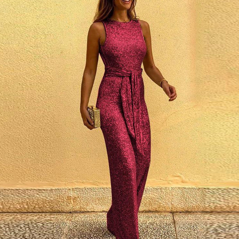 Damen Glitzerndes Abendkleid mit elegantem Taillengürtel Amawinc